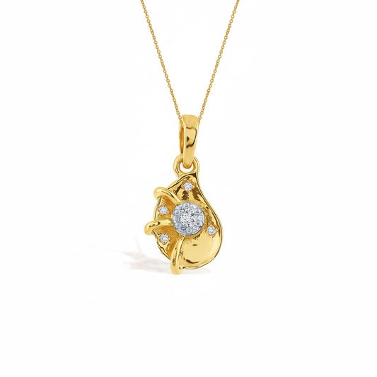 Graceful Swirl Motif with Sparkling Cluster Diamond Gold Pendant