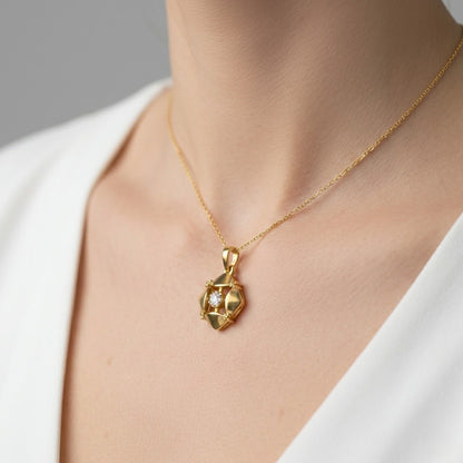 Geometric Blossom Radiance Diamond Gold Pendant