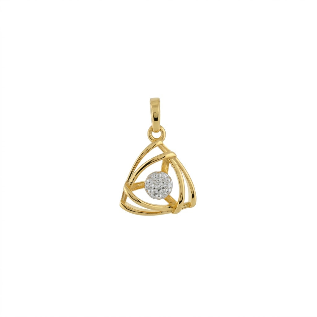 Modern Geometric Loop Diamond Gold Pendant