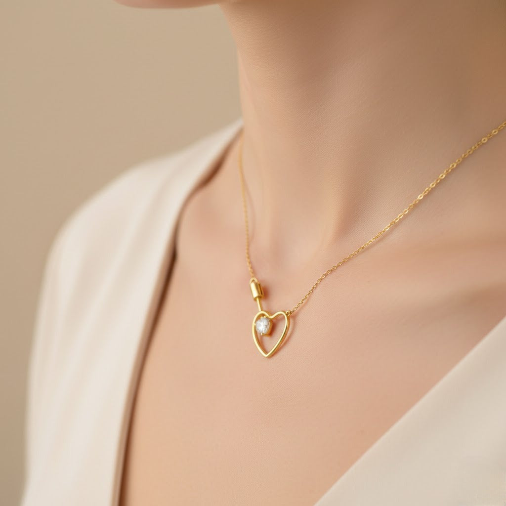 Locked Heart Ruby Gold Pendant