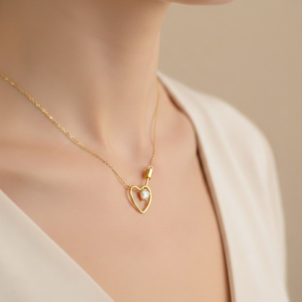 Locked Heart Ruby Gold Pendant
