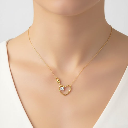 Locked Heart Ruby Gold Pendant