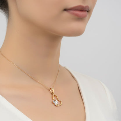 9K Romantic Open Heart Diamond Gold Pendant