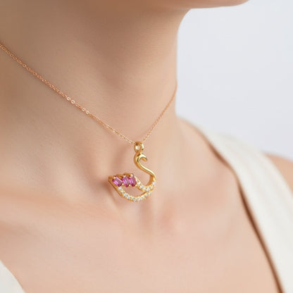 9K Ruby Baguette Diamond Gold Pendant