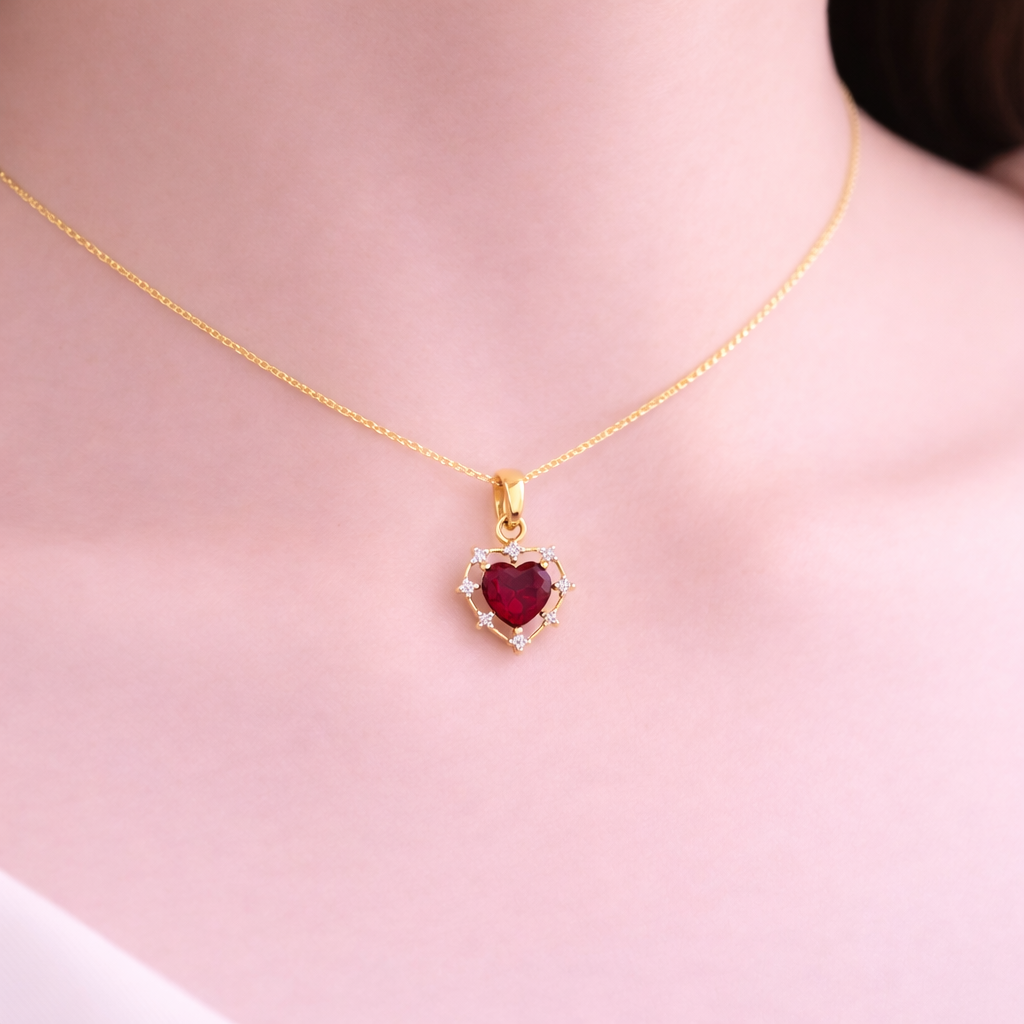 Pink Promise Heart Gemstone Diamond Pendant
