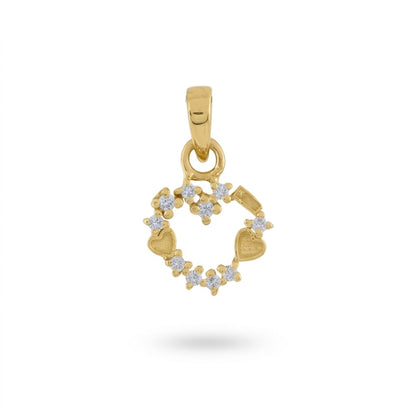 Floral Circle Sparkle Charm Diamond Gold Pendant