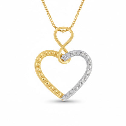 Two Tone Heart Knot Love Design Diamond Gold Pendant