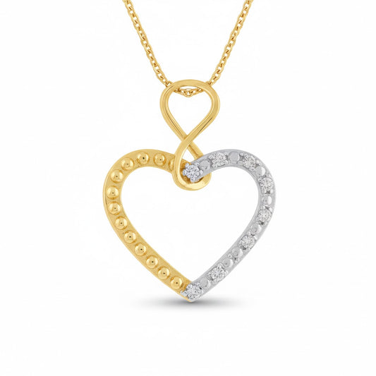 Two Tone Heart Knot Love Design Diamond Gold Pendant