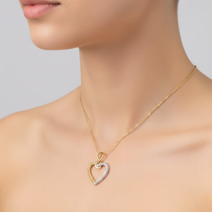 Two Tone Heart Knot Love Design Diamond Gold Pendant