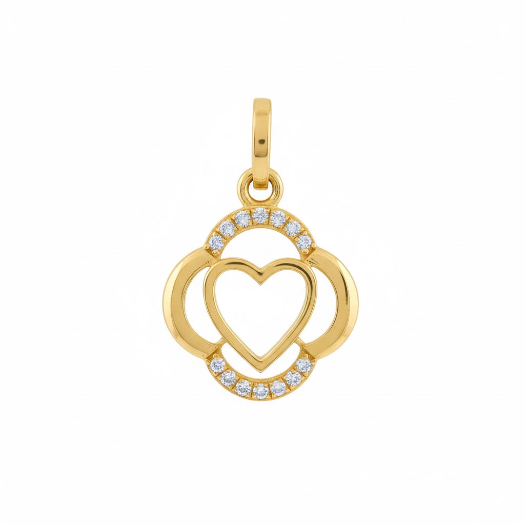Interlocking Heart Circle Elegant Diamond Gold Pendant
