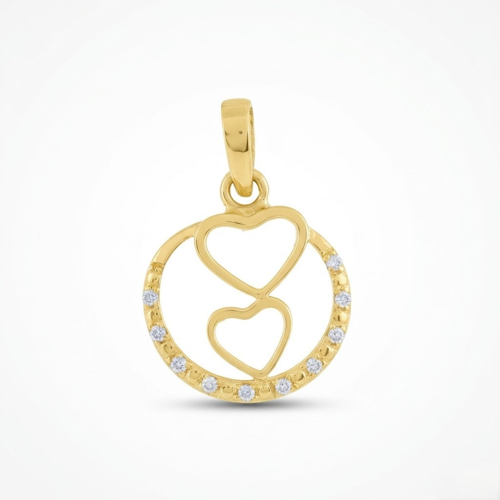 Interlinked Heart Circle Sparkle Diamond Gold Pendant