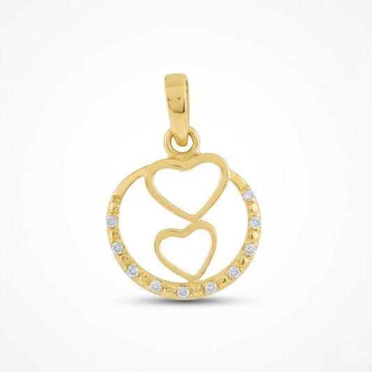 Interlinked Heart Circle Sparkle Diamond Gold Pendant