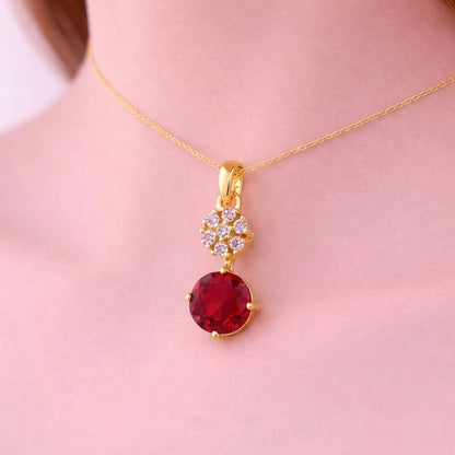 Ruby Glow Floral Diamond Pendant