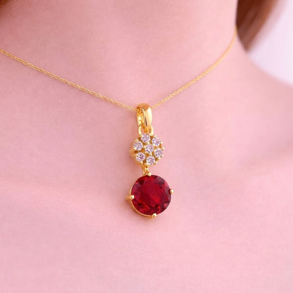 Ruby Glow Floral Diamond Pendant