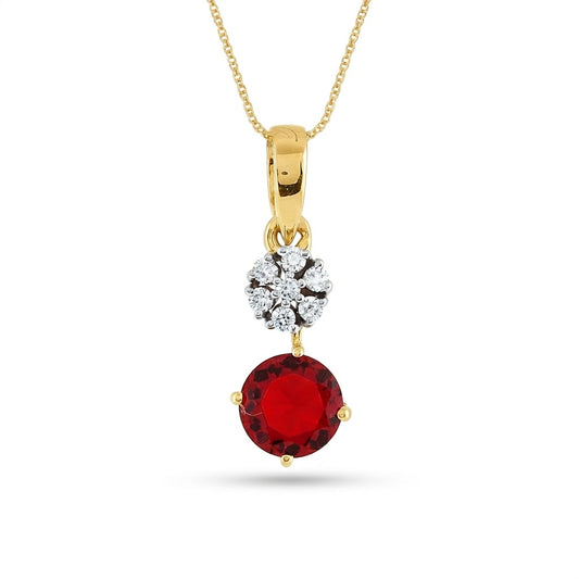 Ruby Glow Floral Diamond Pendant