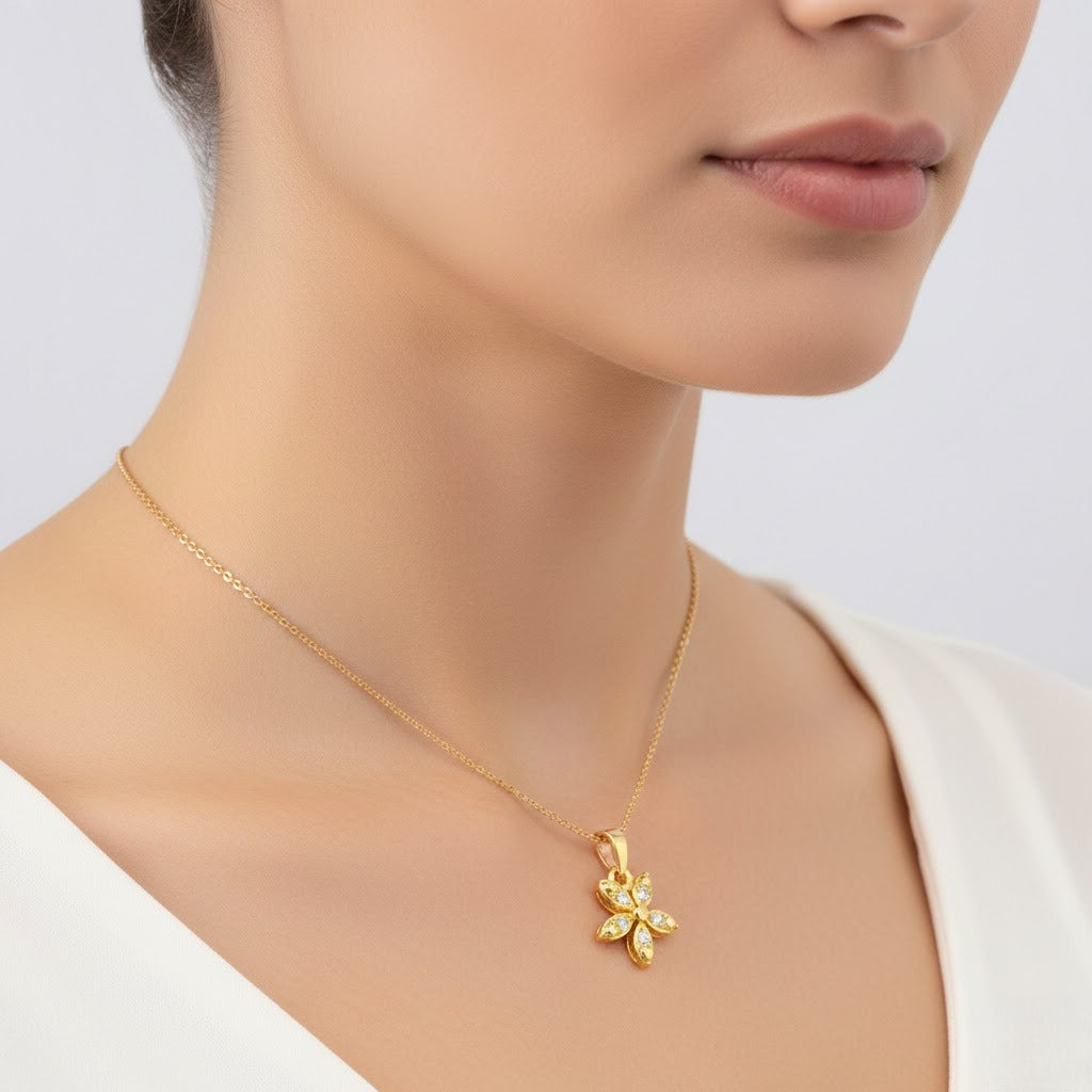 Floral Design Diamond Gold Pendant