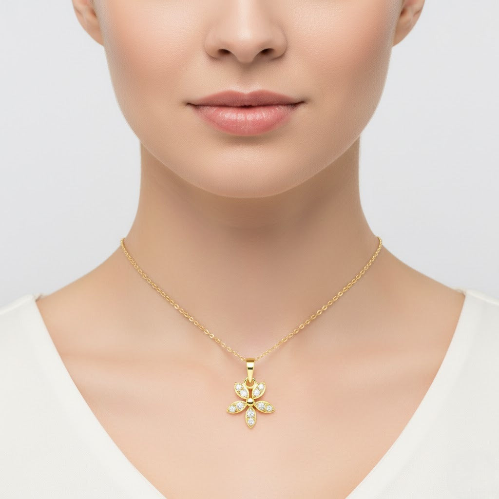Floral Design Diamond Gold Pendant