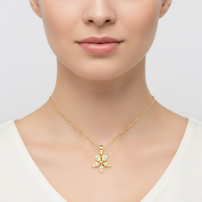 Floral Design Diamond Gold Pendant