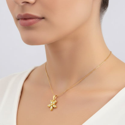 Floral Design Diamond Gold Pendant