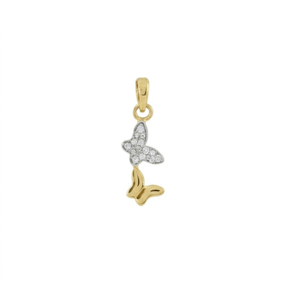 Elegant Butterfly 9K Diamond Gold Pendant