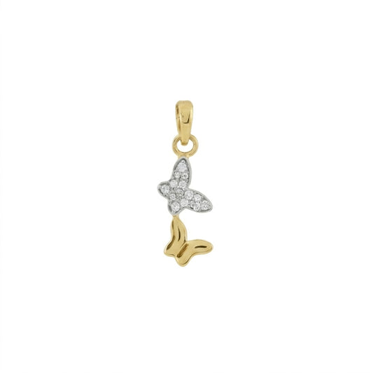 Elegant Butterfly 9K Diamond Gold Pendant