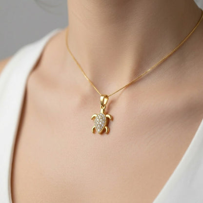Charming Turtle Grace Pendant Diamond Gold Pendant