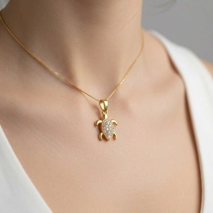 Charming Turtle Grace Pendant Diamond Gold Pendant