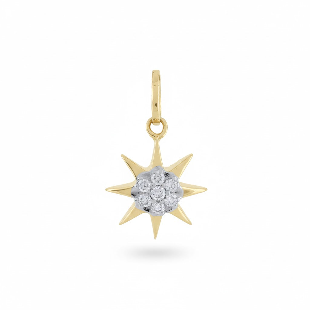 Starburst Diamond Gold Pendant