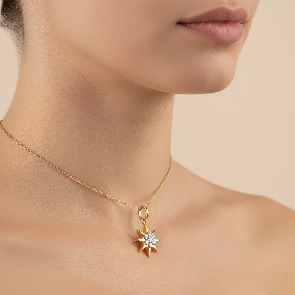 Starburst Diamond Gold Pendant