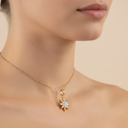 Starburst Diamond Gold Pendant