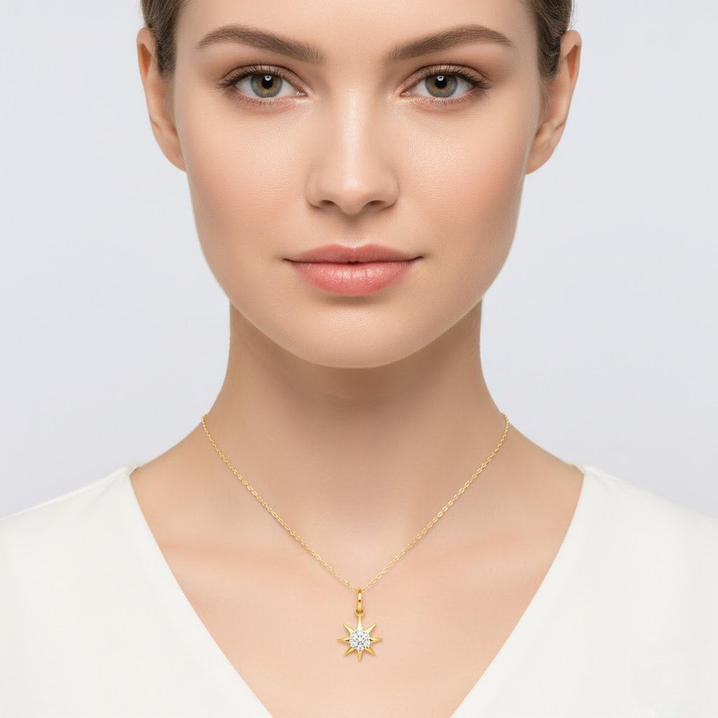 Starburst Diamond Gold Pendant