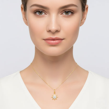 Starburst Diamond Gold Pendant