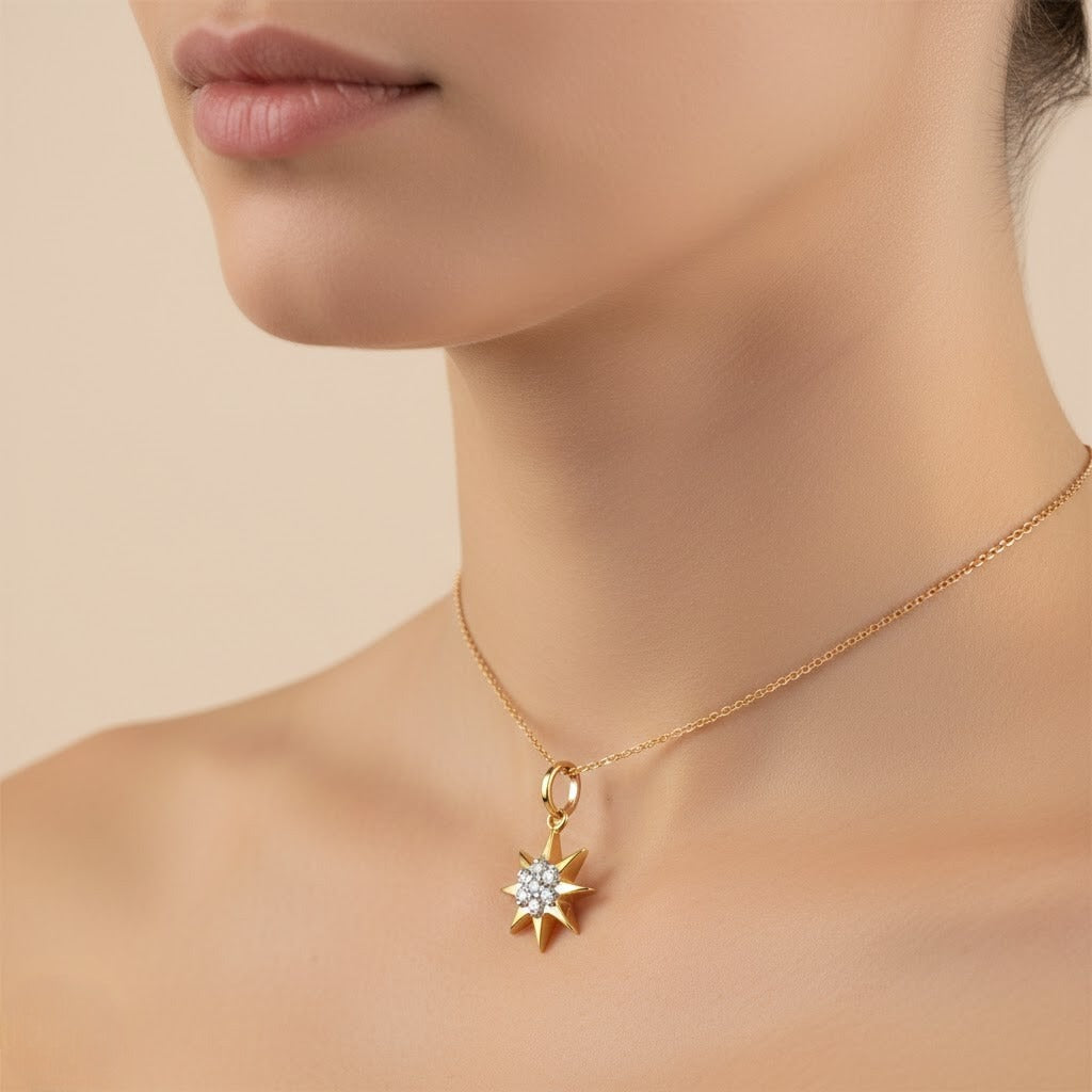 Starburst Diamond Gold Pendant