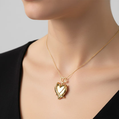 Heart Lock Orbit Diamond Gold Pendant
