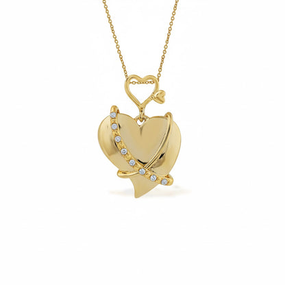 Heart Lock Orbit Diamond Gold Pendant
