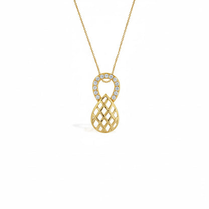 Elegant Lattice Loop Diamond Gold Pendant