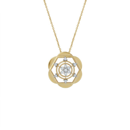 Geometric Floral Core diamond gold pendant