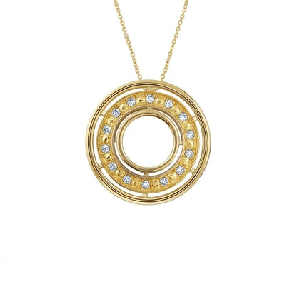 Classic Circular Stone Frame diamond gold pendant