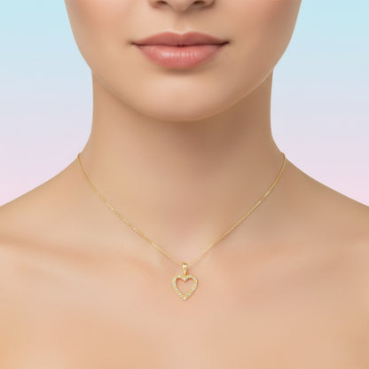Classic Open Heart Design Diamond Gold Pendant