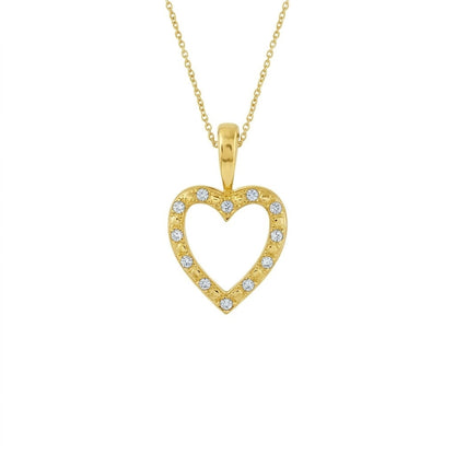 Classic Open Heart Design Diamond Gold Pendant
