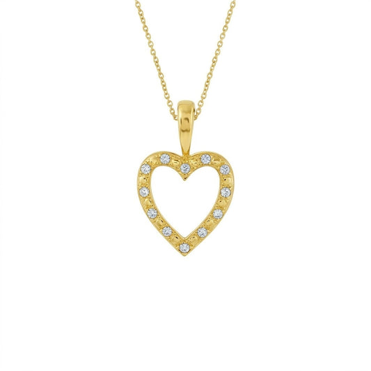 Classic Open Heart Design Diamond Gold Pendant