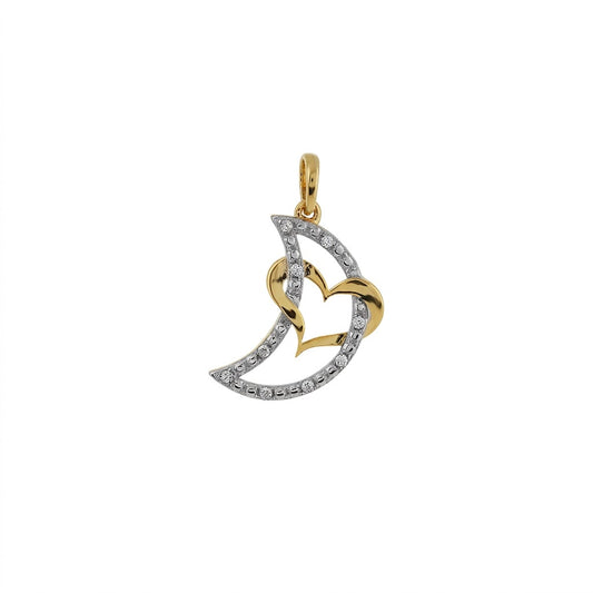 Leaf Curve Motif diamond gold pendant
