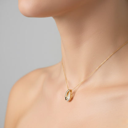 Layered Petal Glow Diamond Gold Pendant