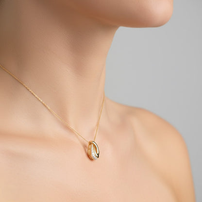 Layered Petal Glow Diamond Gold Pendant