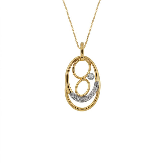 Oval Loop Stone Design diamond gold pendant