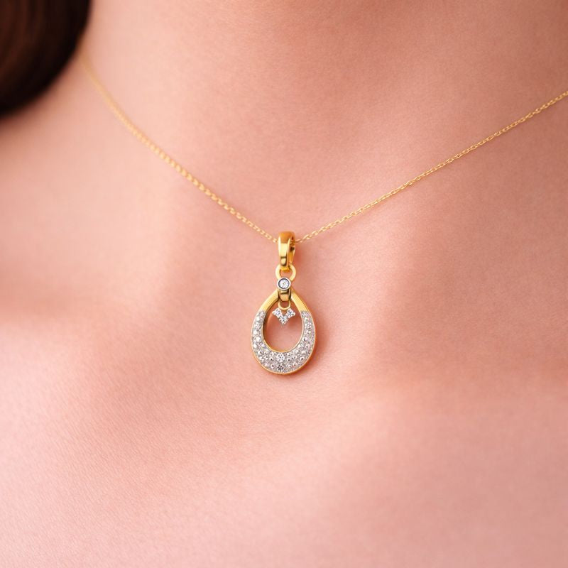 Sparkle Droplet Diamond Gold Pendant