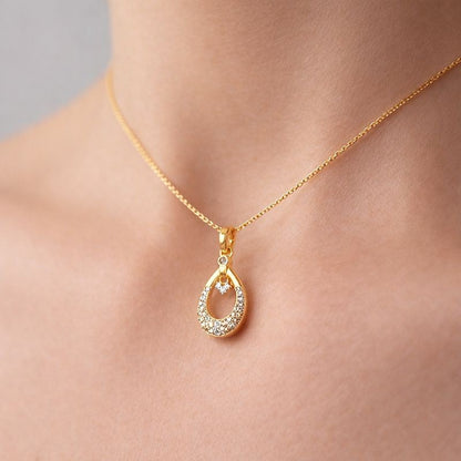 Sparkle Droplet Diamond Gold Pendant