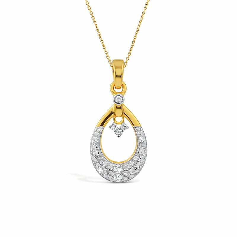 Sparkle Droplet Diamond Gold Pendant