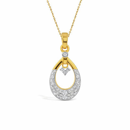 Sparkle Droplet Diamond Gold Pendant