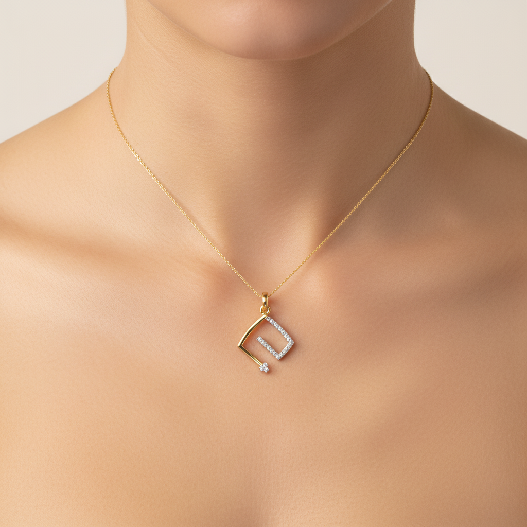 Open Frame Stone Highlighted Designer diamond gold pendant